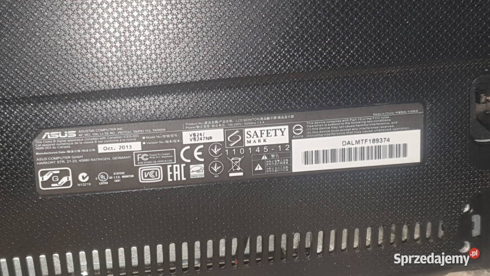 Monitor ASUS VS247 delikatnie uszkodzony ekran Warszawa sprzedam