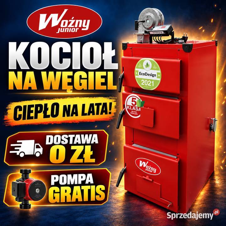 Kocioł piec na węgiel drewno 27kW do 220m2 darmowa dostawa gratis pompa