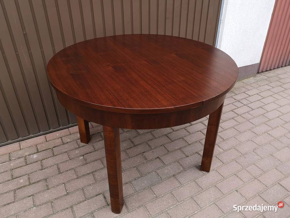 Stół ArtDeco Okrągły Orzech 110 Zgrabny Antyk Swarzędz