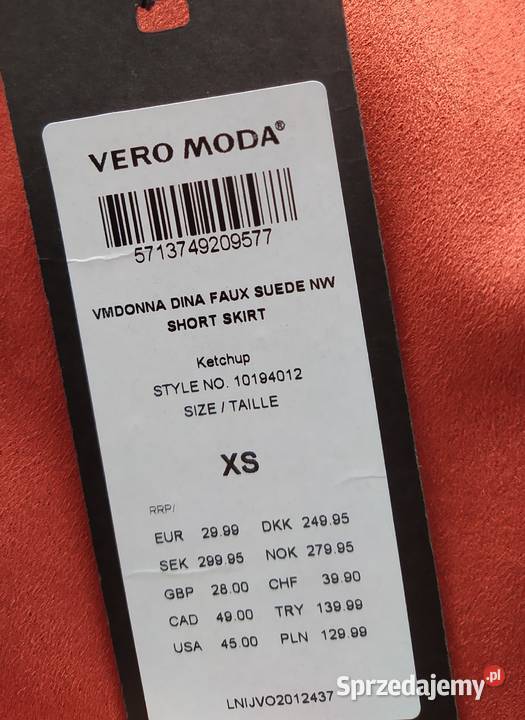 czerowna zamszowa spódnica vero moda xs nowa Vero Moda Białka