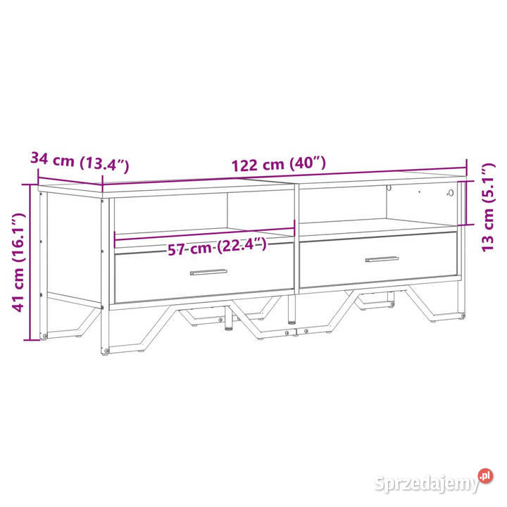 Szafka pod telewizor brązowy dąb 122x34x41 Szafki Warszawa