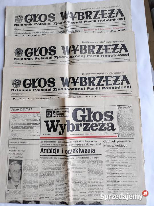 Głos Wybrzeża z 1981r i z 1989r dziennik Gdynia