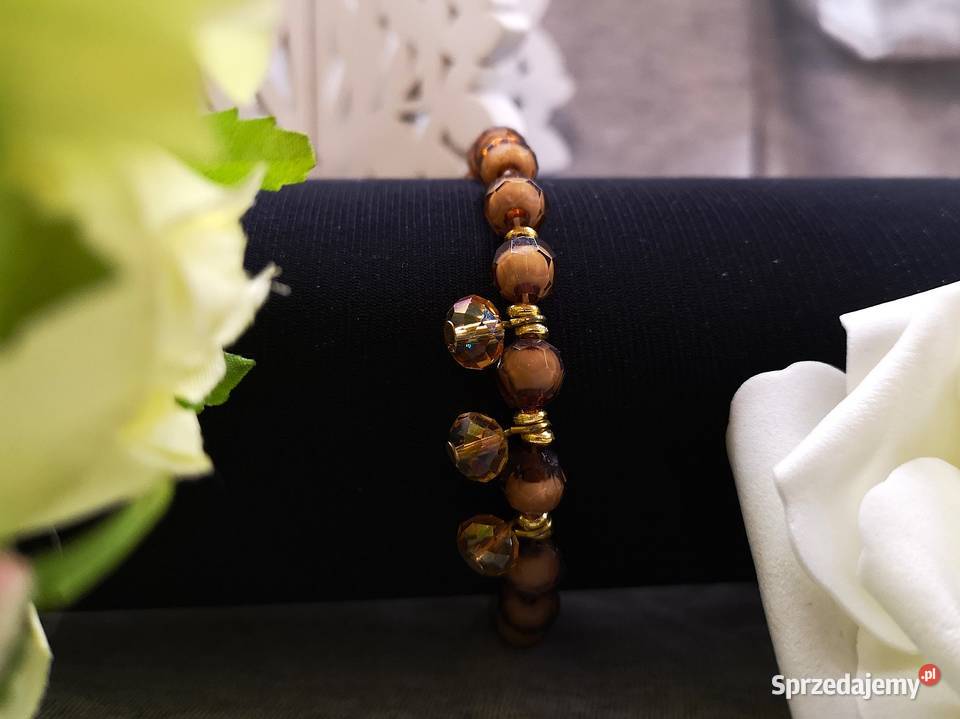 Bransoletka damska z brązowymi szklanymi Kielce sprzedam