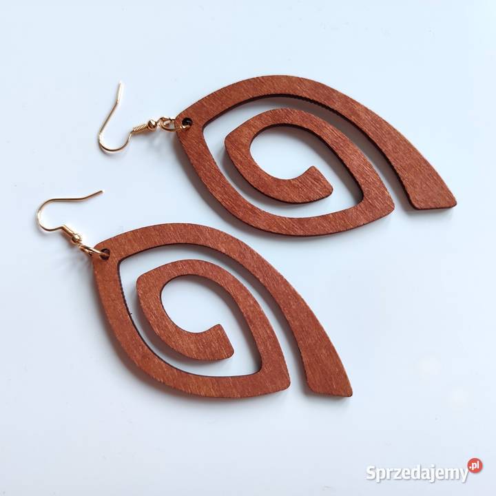 Nowe kolczyki drewniane boho vintage naturalne Moda i Styl śląskie Katowice