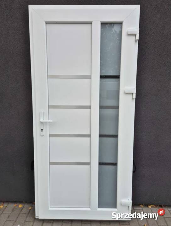 Drzwi 100x210 ozdobne nowe wzmacniane białe Drzwi zewnętrzne zachodniopomorskie Szczecin