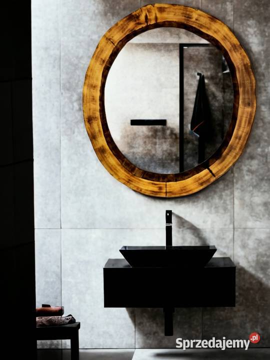 dekoracyjne okrągłe lustro do łazienki drewno Rzeszów