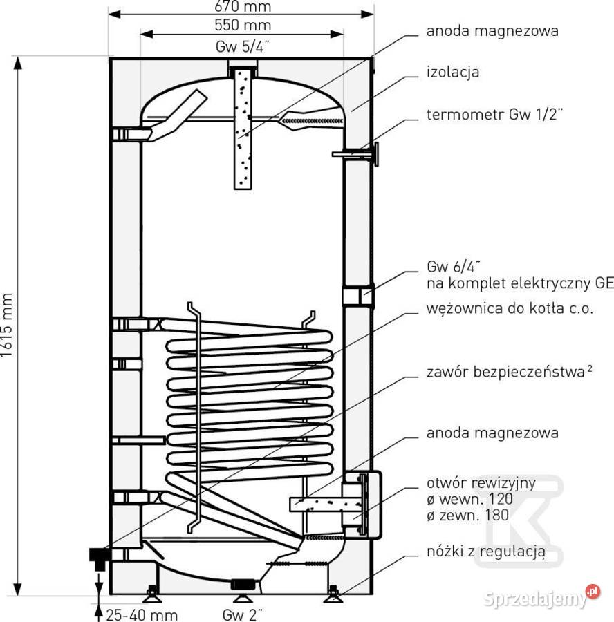 Duży wymiennik 300 l cwu GALMET z wężownicą świętokrzyskie Kielce