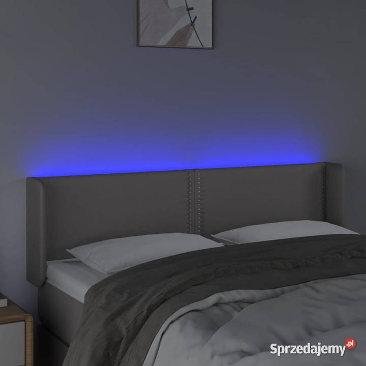 Zagłówek do łóżka z LED szary 147x16x7888 Ramy i stelaże Warszawa sprzedam