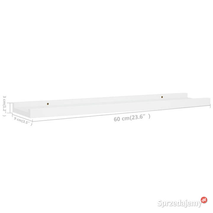 Półki ścienne na zdjęcia 2 białe 60x9x3 MDF Półki