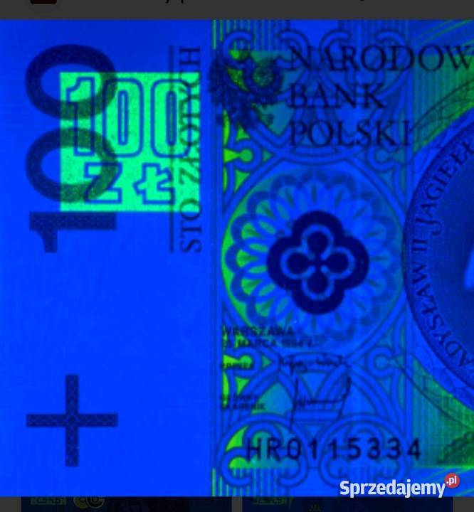 Banknot 100zl z 1994 Destrukt znak UV widoczny Bytom sprzedam