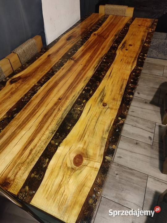 Unikalny ręcznie robiony stół z żywicą 60cm wielkopolskie