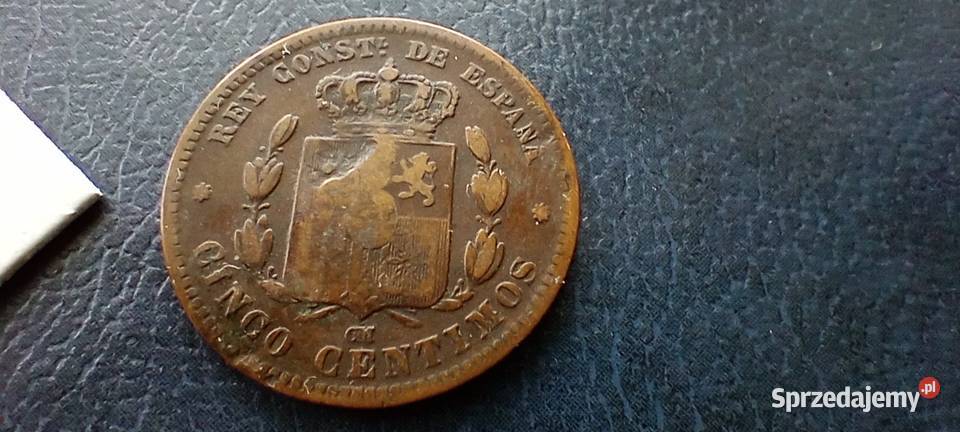 Stare monety 5 centym 1877 Hiszpania 2 Lesko sprzedam