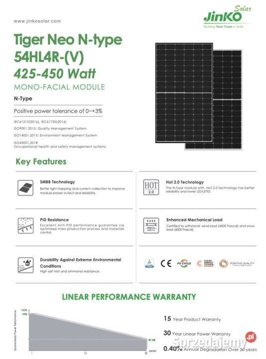 Fotowoltaika Jinko 440w Panele Fotowoltaiczne Panele fotowoltaiczne