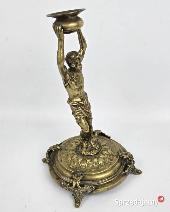 Świecznik figuralny brąz Fabryka Wolska Warszawa Bronisze