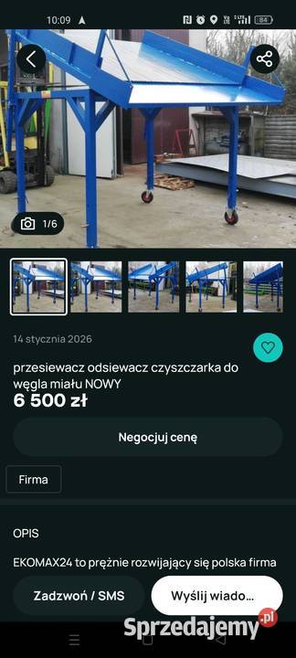 Przesiewacz do węgla ziemi gruzu Zarzecze