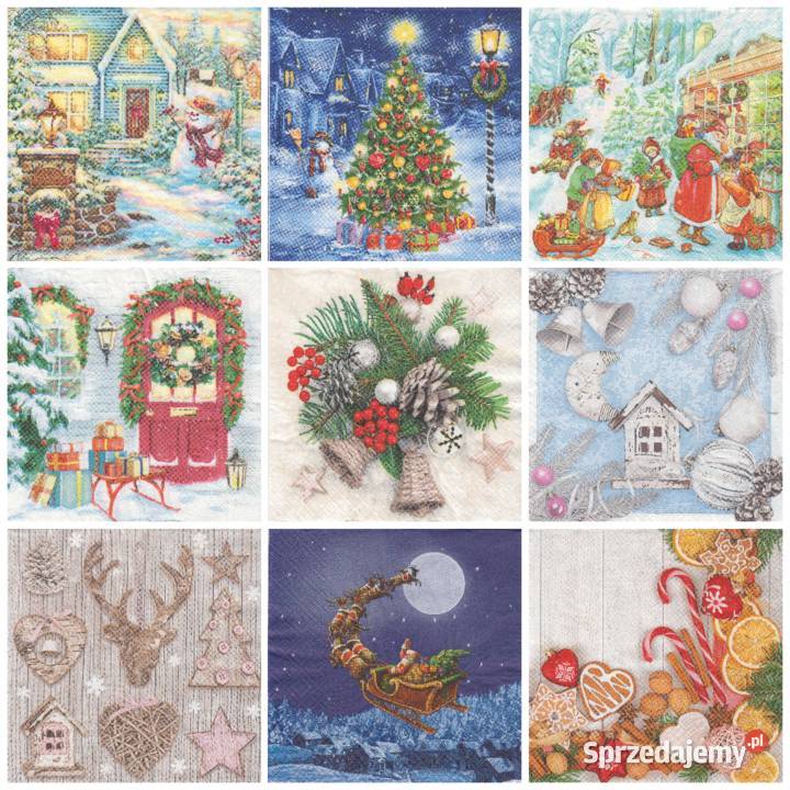 Dekupaż serwetki Boże Narodzenie Mikołaj Zima