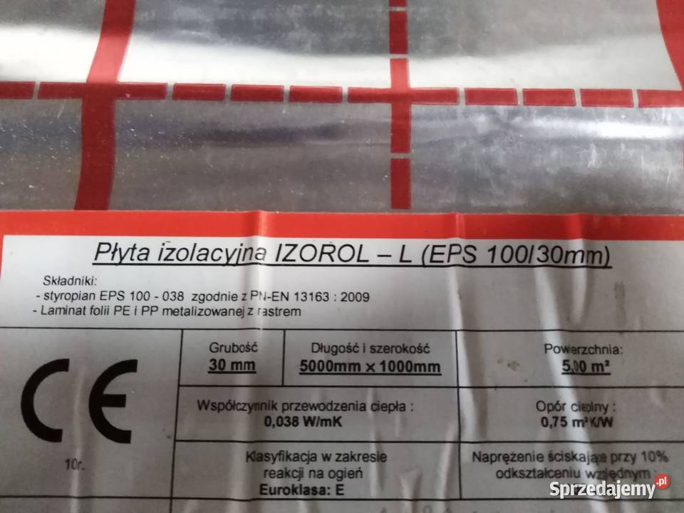 Płyta izolacyjna IZOROL-L (EPS 100/30mm) NOWA 60m2
