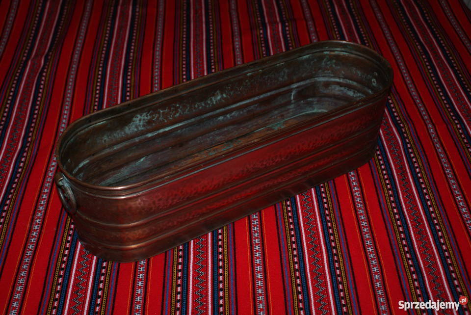 Duża podłużna donica miedziana Dekoracje i ozdoby Warszawa