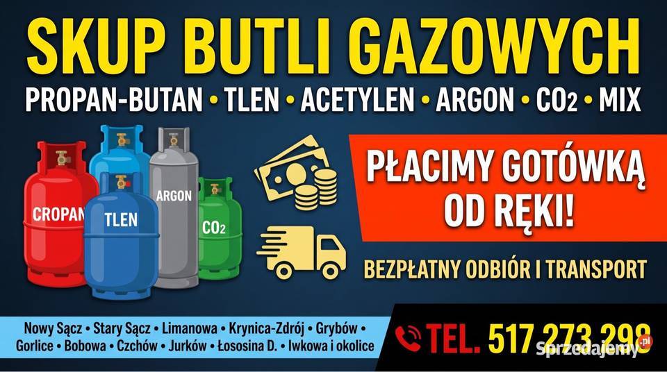 Skup Butli Gazowych PropanButan Tlen Acetylen Nowy Sącz