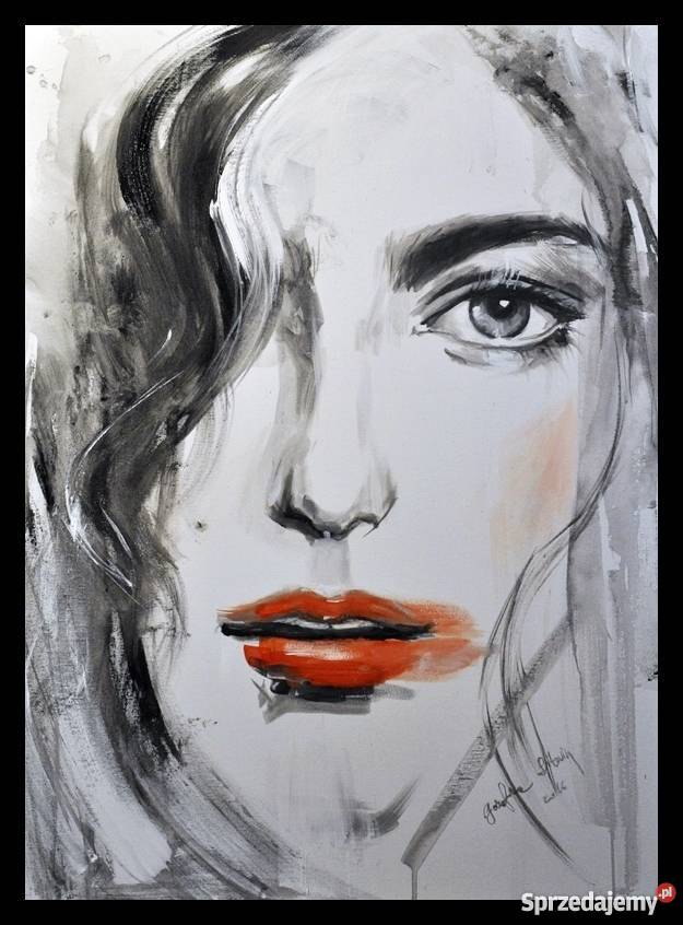 Twarz kobiety nowoczesny czarnobiały portret sprzedam