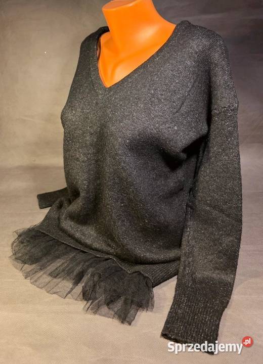 Dłuższy sweter w serek z tiulem RESERVED 3840 Swetry i golfy