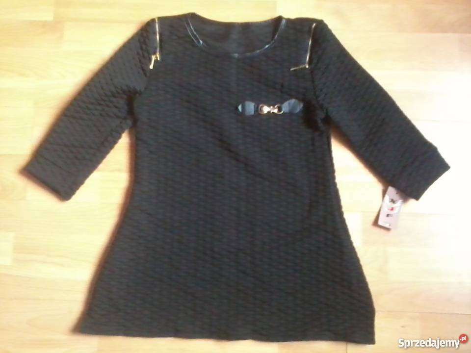 Tunika bluzka czarna pikowana ze złotymi z dekoltem Opole