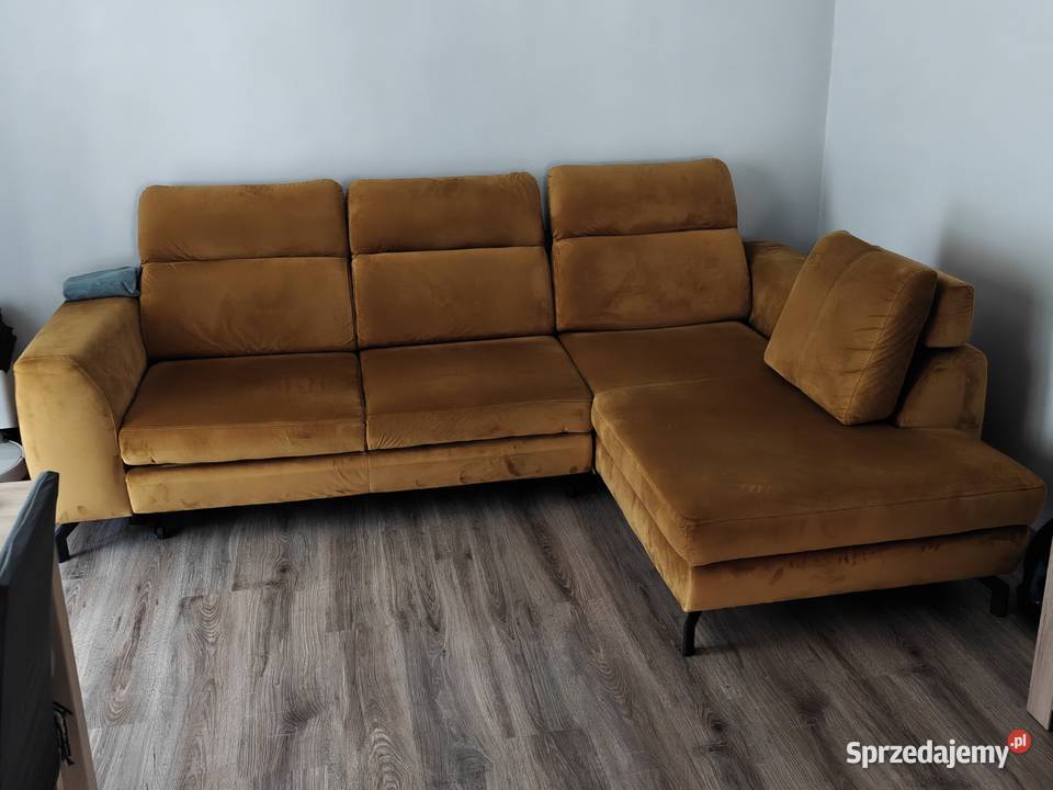 Sofa rozkładana musztardowa abra