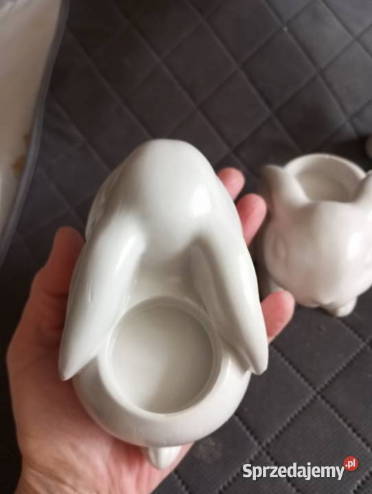 Zajączki gipsowe świeczniki na telight figurki