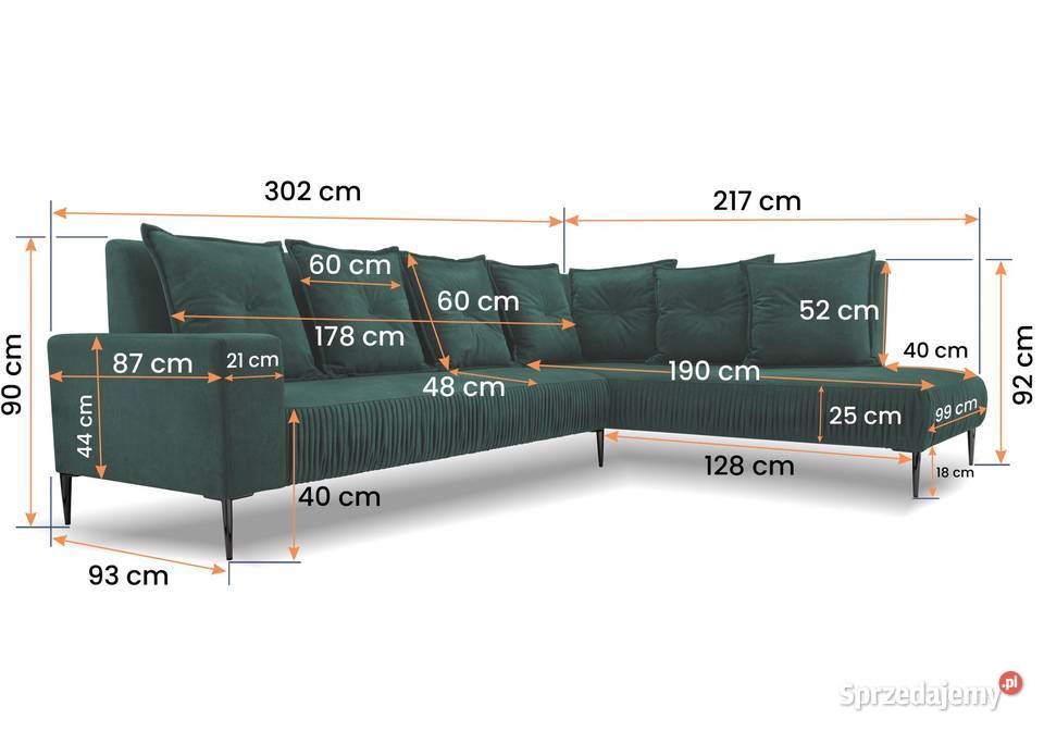 Wolnostojący duży nowoczesny narożnik RINO małopolskie Kraków