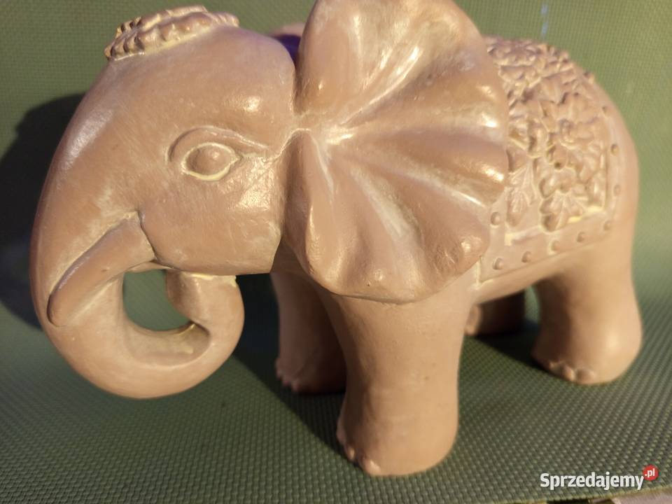 Figurka ceramiczna słonia Indyjskiego z beżowy Warszawa