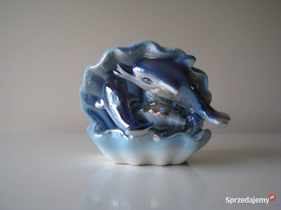 Figurka ozdoba ceramiczna Delfiny w muszli małopolskie Brzegi sprzedam