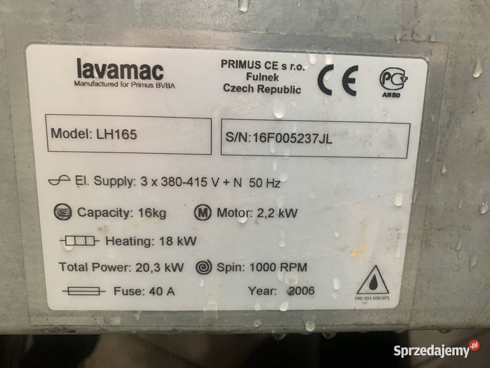 PRALNICOWIRÓWKA PRIMUS FS16 LAVAMAC LH165 Masłów Pierwszy