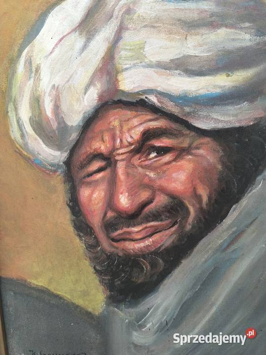 Stary oryginalny obraz olejny portret sygnowany Malarstwo Łódź