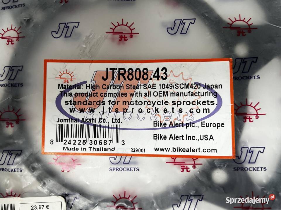 Zębatka tylna stalowa JTR80843 43Z rozmiar 520 Łobżenica
