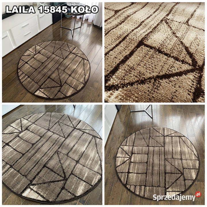 OKRĄGŁY DYWAN 100X100 GĘSTY WŁOS LAILA 15845 beżowy Białystok