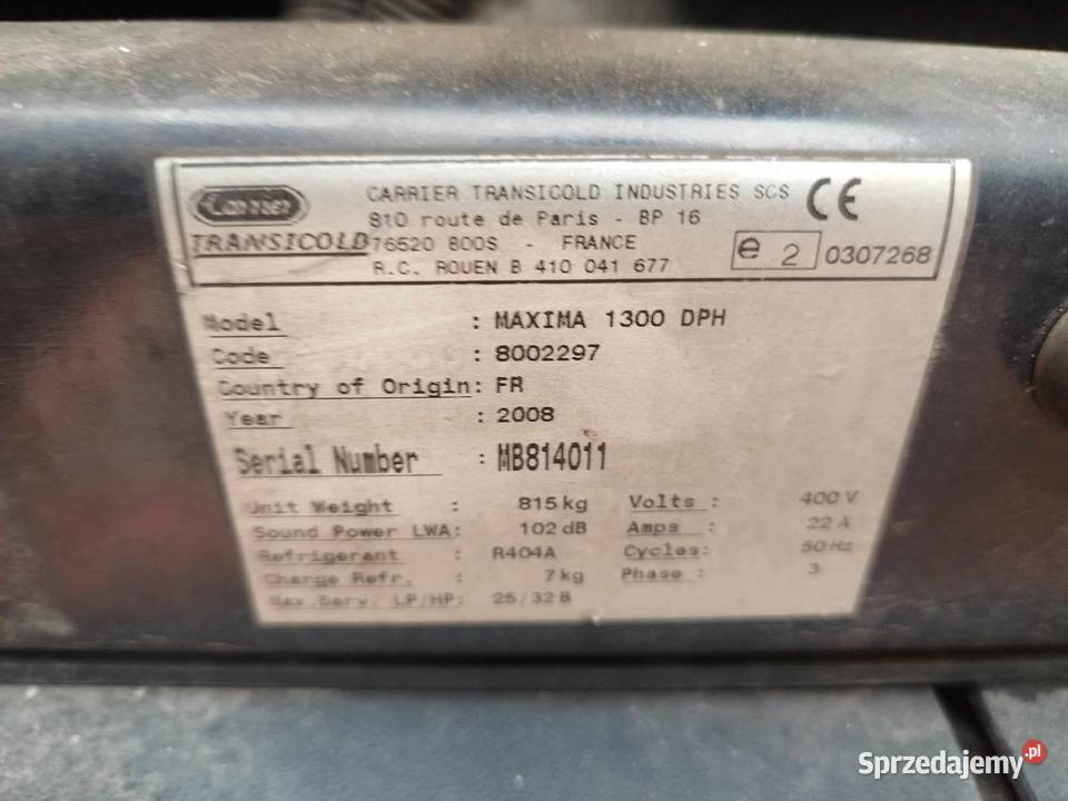 Agregat chłodniczy Carrier Maxima 1300 Strzyżew