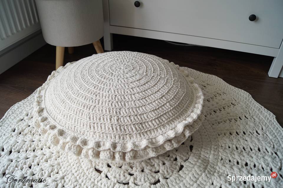 Duża szydełkowa poduszka pufa Bawełna Handmade