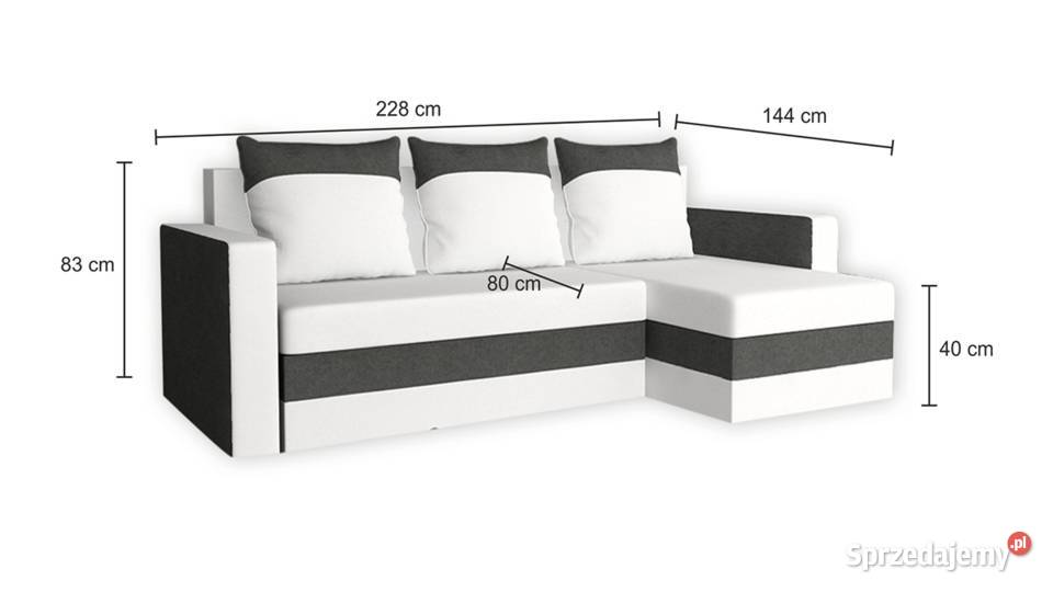 Narożnik rogówka ELMONTE funkcja spania 83cm Gorzów Wielkopolski
