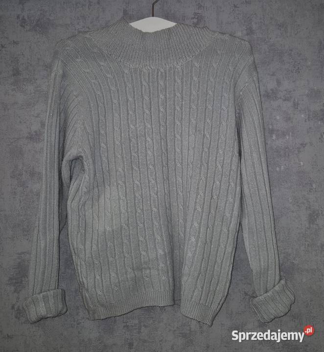 Sweter damski popielaty golf warkocze 38M Łódź sprzedam