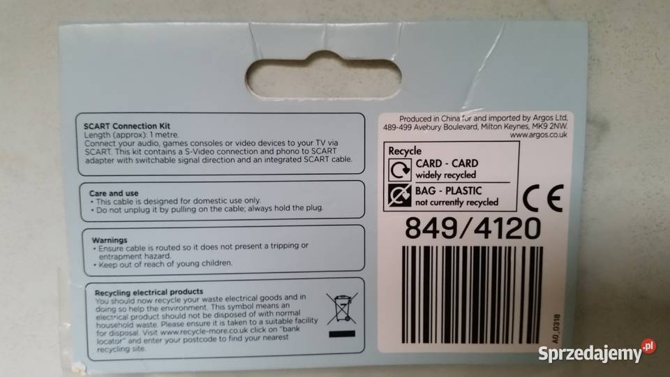 Kabel z wtyczkami SCART Connection Kit 1 metr Pozostałe Puławy sprzedam