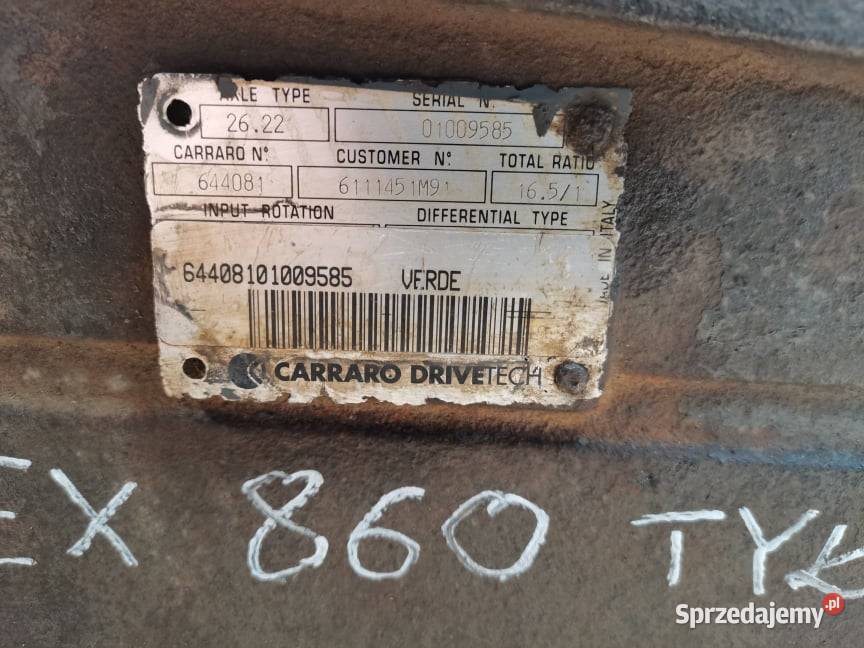 Terex 860 SX Pochwa mostu 10513 Carraro 2622 Pozostałe Wilkowo