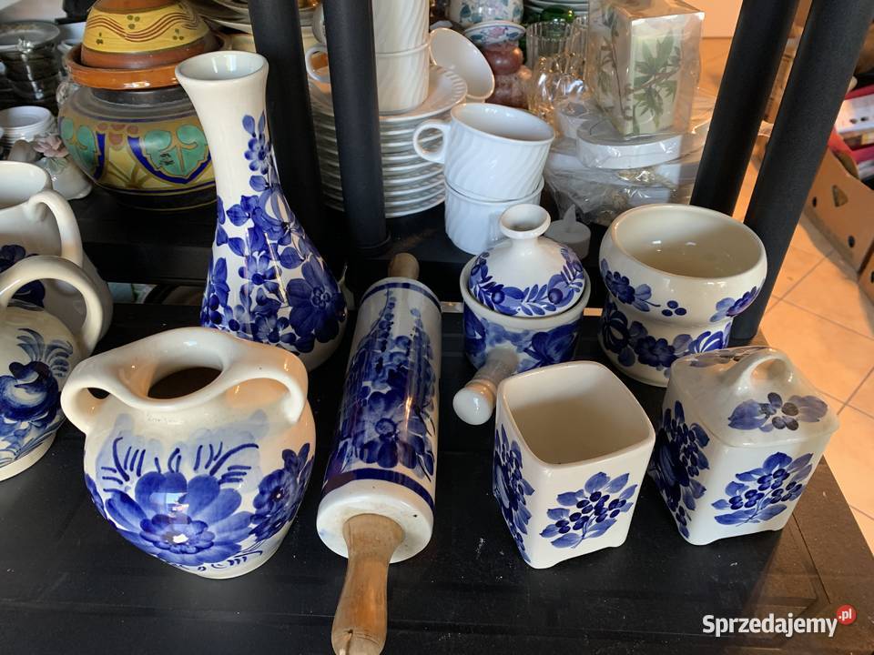 Ładne dzbany naczynia ceramiczne kamionka Ślesin