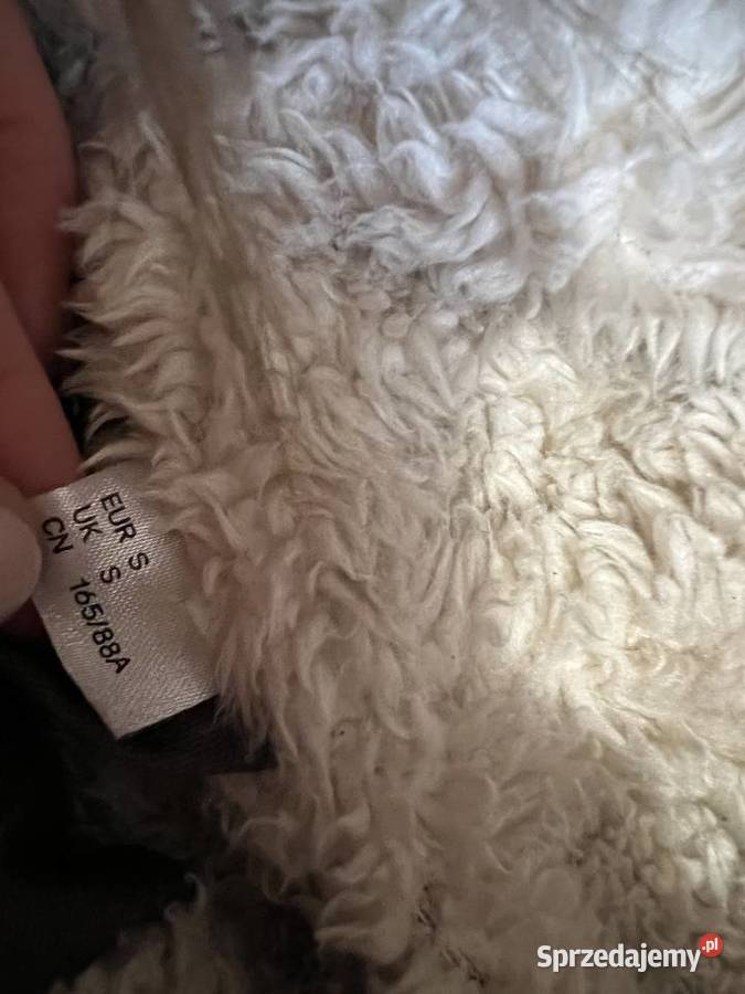 Kurtka parka damska szara HM białe futerko Zimowa Jasło