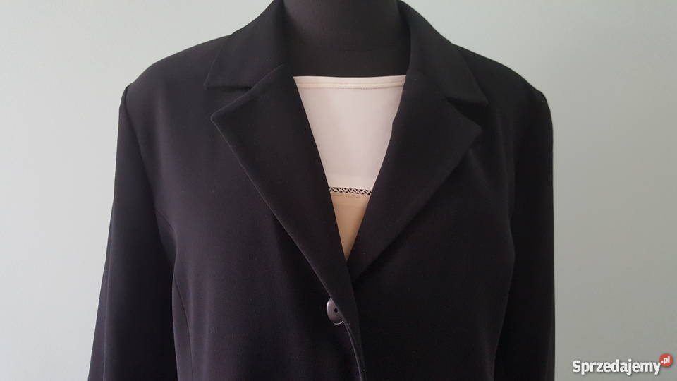MARYNARKA długa czarna żakiet płaszczyk Złotniki