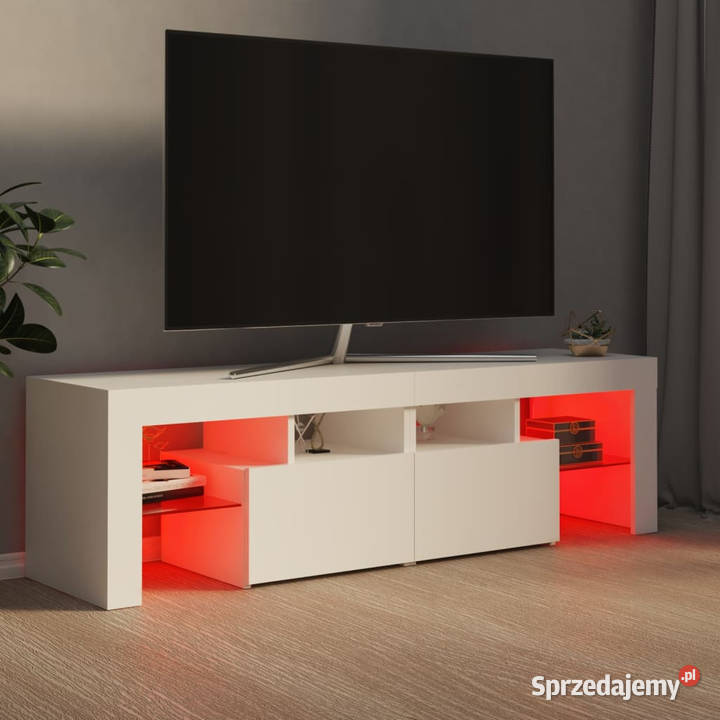 Szafka pod TV z oświetleniem LED biała Warszawa