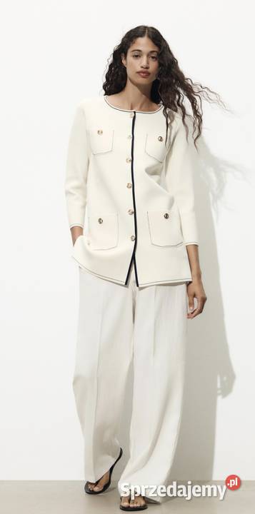 Długi kardigan zapinany marynarka żakiet Zara M Warszawa