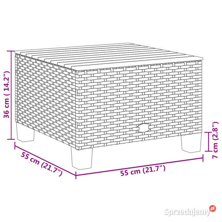 Stolik ogrodowy szary 55x55x36 rattan PE i mazowieckie Warszawa