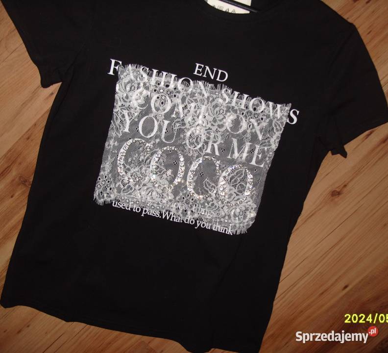 cyrkonie napis COCO koronka Tshirt NOWY rM LXL Topy i koszulki Rawicz sprzedam