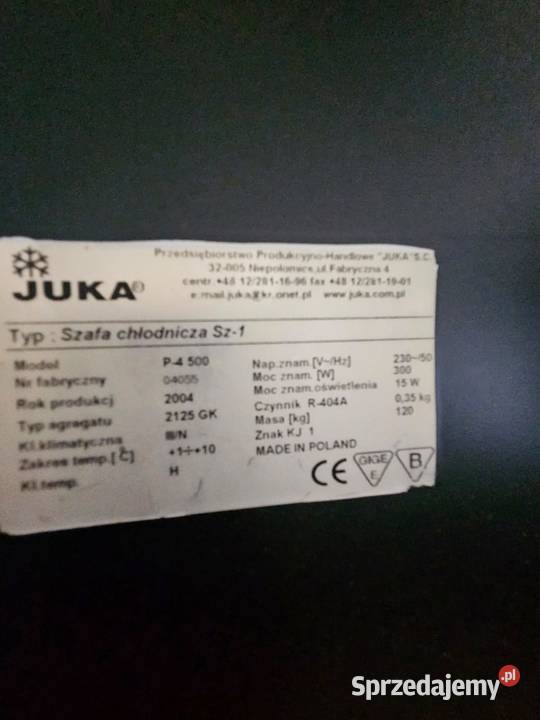 Szafa chłodnicza Juka SZ1 EKSPOZYCYJNA cukiernia Biznes i Przemysł