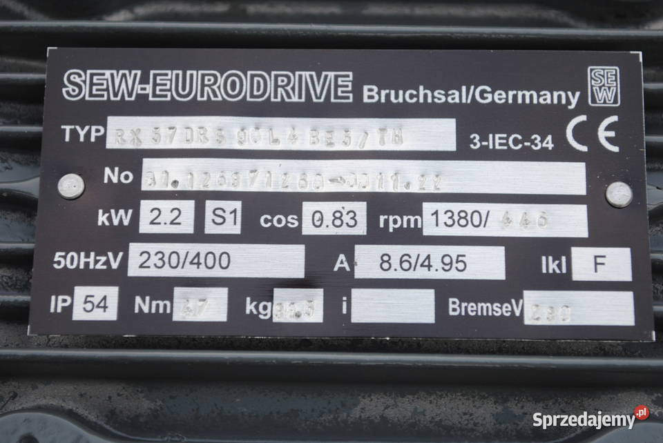 Motoreduktor 22kw 446obrmin z hamulcem SEW sprzedam